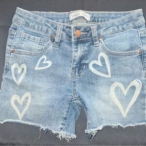 YMI Blue Denim Shorts with White Heart Accents